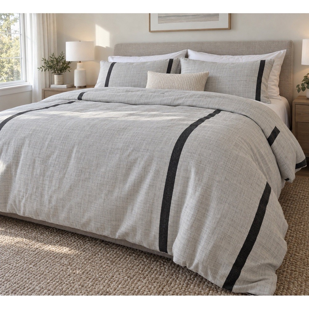 Kode Eco Vita King Duvet Cover 100% Organic Cotton Gray Black GOTS OEKO-TEX